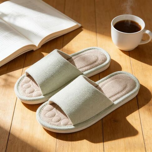 Dokela Womens Open Toe House Slippers Breathable Slip-on Indoor Slippers with Memory Foam Soft Machine Washable Bedroom Home Shoes in Kuwait