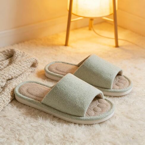 Dokela Womens Open Toe House Slippers Breathable Slip-on Indoor Slippers with Memory Foam Soft Machine Washable Bedroom Home Shoes in Kuwait