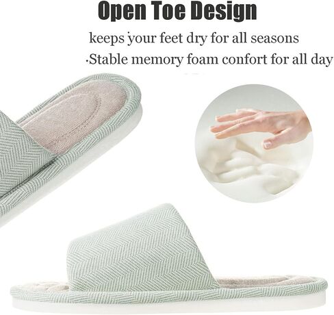Dokela Womens Open Toe House Slippers Breathable Slip-on Indoor Slippers with Memory Foam Soft Machine Washable Bedroom Home Shoes in Kuwait