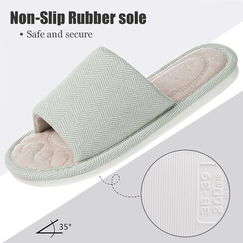 Dokela Womens Open Toe House Slippers Breathable Slip-on Indoor Slippers with Memory Foam Soft Machine Washable Bedroom Home Shoes in Kuwait