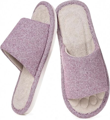 Dokela Womens Open Toe House Slippers Breathable Slip-on Indoor Slippers with Memory Foam Soft Machine Washable Bedroom Home Shoes in Kuwait