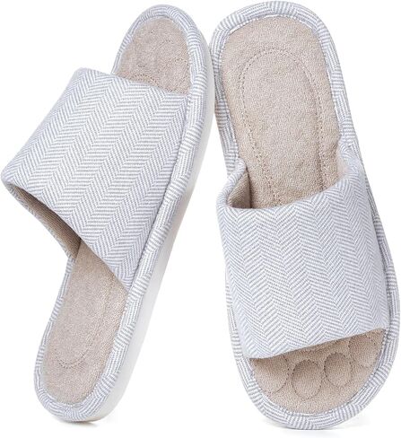 Dokela Womens Open Toe House Slippers Breathable Slip-on Indoor Slippers with Memory Foam Soft Machine Washable Bedroom Home Shoes in Kuwait