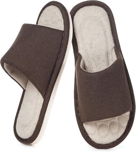 Dokela Womens Open Toe House Slippers Breathable Slip-on Indoor Slippers with Memory Foam Soft Machine Washable Bedroom Home Shoes in Kuwait