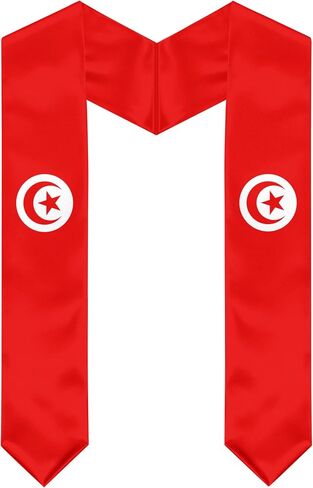 Tunisia Flag Graduation Stole, Tunisia Graduation Sash Scarf for Study Aboard International Students in Saudi Arabia