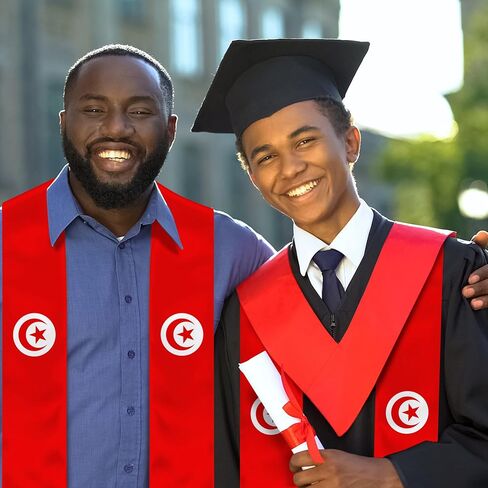Tunisia Flag Graduation Stole, Tunisia Graduation Sash Scarf for Study Aboard International Students in Saudi Arabia