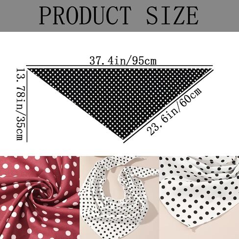 3 Pcs Polka Dot Triangle Head Scarf for Women Girls Boho Vintage Head Wraps Hair Bandana Retro Neck Scarves, Daily Fashion Hair Accessories for Thin Thick Curly Straight Hair for Travel Yoga Party in Saudi Arabia