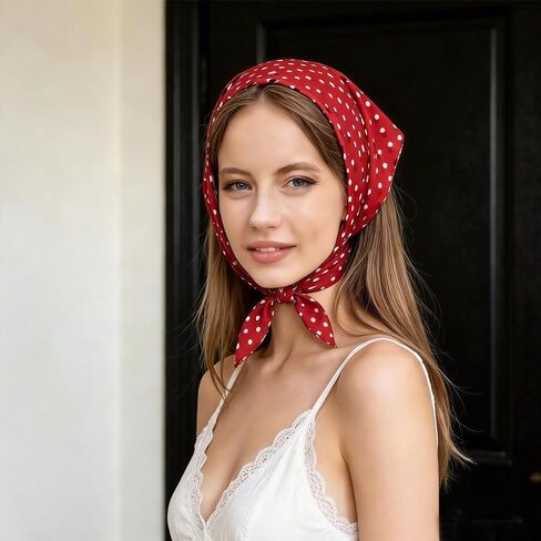 3 Pcs Polka Dot Triangle Head Scarf for Women Girls Boho Vintage Head Wraps Hair Bandana Retro Neck Scarves, Daily Fashion Hair Accessories for Thin Thick Curly Straight Hair for Travel Yoga Party in Saudi Arabia