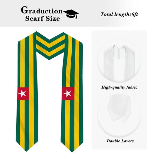 Togo Country Flag Graduation Stole Sash Double-Layer Ceremonial Scarf in Saudi Arabia