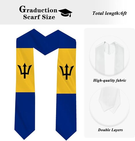 Barbados Country Flag Graduation Stole Sash Double-Layer Ceremonial Scarf in Saudi Arabia