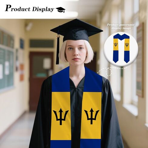 Barbados Country Flag Graduation Stole Sash Double-Layer Ceremonial Scarf in Saudi Arabia