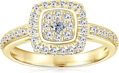 14K Gold Plated Promise Halo Ring 0.5Ct-1.6Ct Cubic Zirconia Engagement Promise Eternity Ring for Women Pear Heart Square Round Cluster Promise Rings for Her CZ Wedding Bands for Women in Kuwait