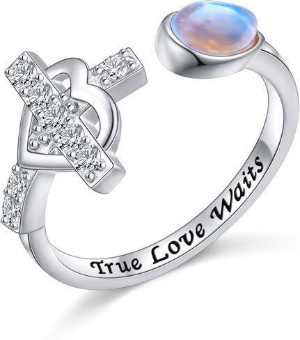 Ladytree 925 Sterling Silver Cross Ring - True Love Wait Purity Ring in Kuwait