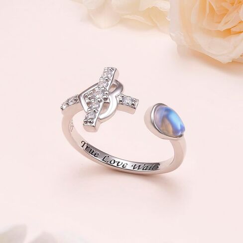 Ladytree 925 Sterling Silver Cross Ring - True Love Wait Purity Ring in Kuwait