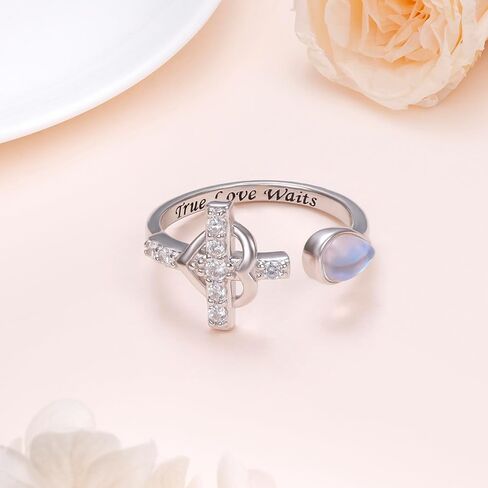 Ladytree 925 Sterling Silver Cross Ring - True Love Wait Purity Ring in Kuwait