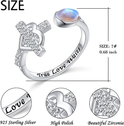 Ladytree 925 Sterling Silver Cross Ring - True Love Wait Purity Ring in Kuwait
