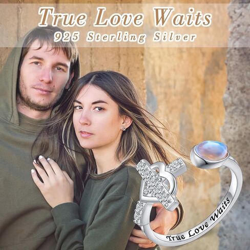 Ladytree 925 Sterling Silver Cross Ring - True Love Wait Purity Ring in Kuwait