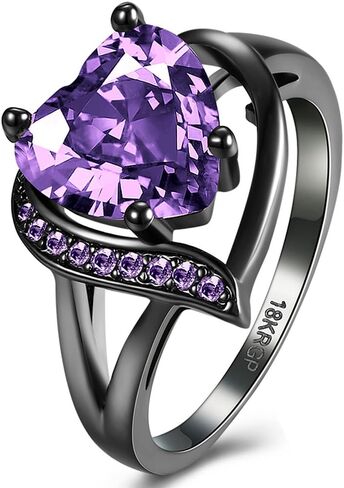 Engagement Rings for Women AAA+ Heart Cubic Zirconia Ring Promise Rings for Her Birthday Day Gifts Gothic Wedding Rings anillos Black Gold Statement Rings Fashion Jewelry for Women in Saudi Arabia