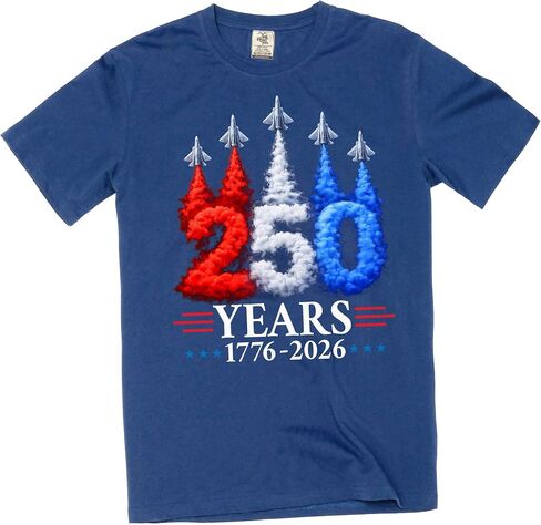 Silk Road Tees Fourth of July Jet flyover 250th Anniversary 1776-2026 T-Shirt Patriotic USA Tee in Saudi Arabia