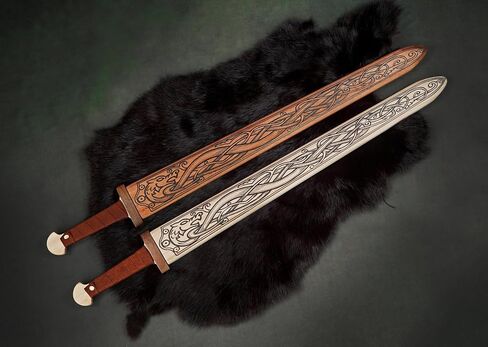 Dark Brown Sturdy Wooden Mini Toy Viking Sword with Leather Wrapped Handle in Saudi Arabia
