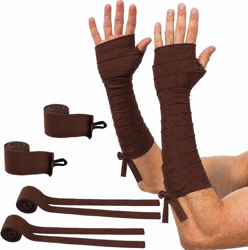 2 Pair Halloween Medieval Hand Wraps, Adjustable Renaissance Arm Wrap, Renaissance Faux Suede Bracer for LARP Cosplay Costume in Saudi Arabia
