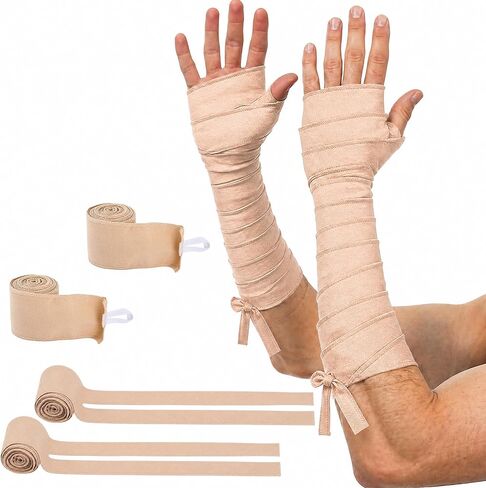 2 Pair Halloween Medieval Hand Wraps, Adjustable Renaissance Arm Wrap, Renaissance Faux Suede Bracer for LARP Cosplay Costume in Saudi Arabia