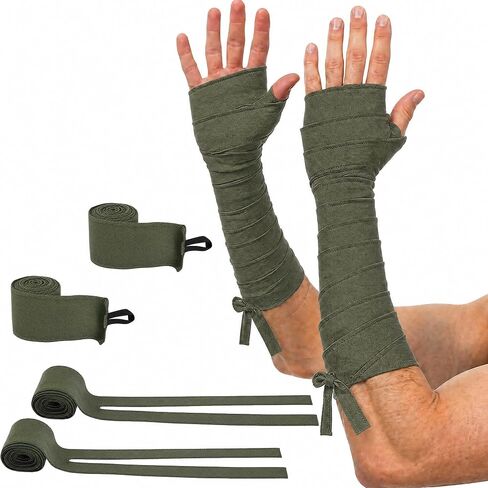 2 Pair Halloween Medieval Hand Wraps, Adjustable Renaissance Arm Wrap, Renaissance Faux Suede Bracer for LARP Cosplay Costume in Saudi Arabia
