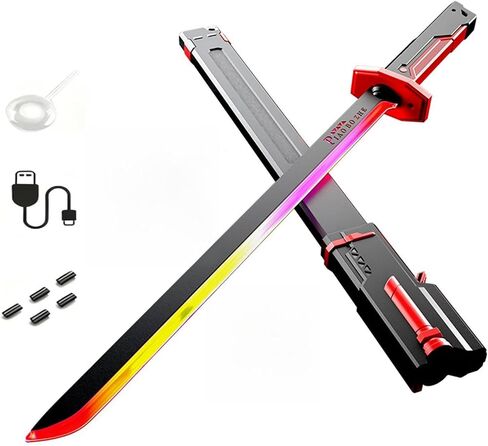 Cyberpunk Sword - 31.4 inches 7 Color LED Light Saber Simulated Toys with Sound Effects and Smoke, Neon Lightsaber with USB-C Rechargeable for 14+ Years Old Teenager and Cosplay Rave Parties in Saudi Arabia