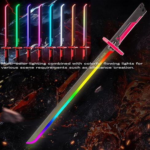Cyberpunk Sword - 31.4 inches 7 Color LED Light Saber Simulated Toys with Sound Effects and Smoke, Neon Lightsaber with USB-C Rechargeable for 14+ Years Old Teenager and Cosplay Rave Parties in Saudi Arabia