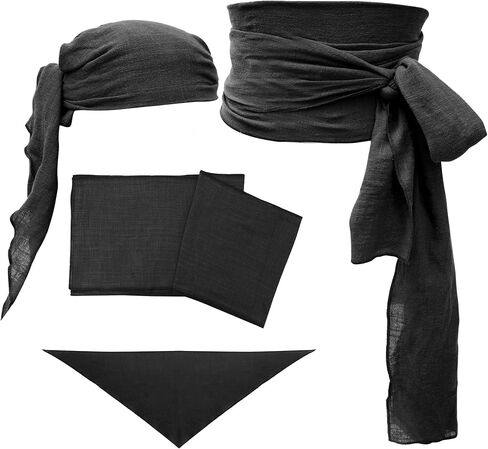 KUOIN Pirate Bandana Sash 2PCS, Medieval Head Scarf Waist Belt Renaissance Costume Accessories in Saudi Arabia