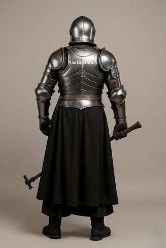 NauticalMart Dark Barbuta Knight Armor- Medieval Full Suit of Armor Wearable 18-Gauge Steel Black Finish Plate Perfect for Renaissance Fairs & Displays LARP Cosplay, Reenactment in Kuwait