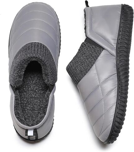 Git-up Men's Waterproof Down-Faced Slippers, Thermal Fleece Lined House Shoes, Non-Slip Indoor/Outdoor Winter Slippers for Home and Yard in Saudi Arabia