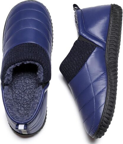 Git-up Men's Waterproof Down-Faced Slippers, Thermal Fleece Lined House Shoes, Non-Slip Indoor/Outdoor Winter Slippers for Home and Yard in Saudi Arabia