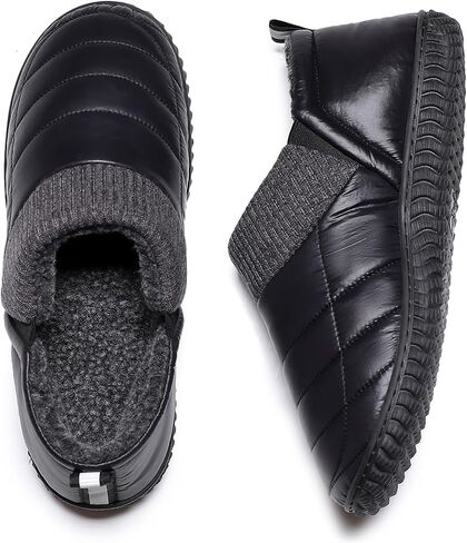 Git-up Men's Waterproof Down-Faced Slippers, Thermal Fleece Lined House Shoes, Non-Slip Indoor/Outdoor Winter Slippers for Home and Yard in Saudi Arabia