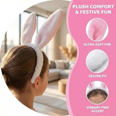 12 Packs Easter Bunny Ears Headbands Set - Soft Plush Rabbit Ear Bunny Hair Bands Bendable Poseable for Easter Basket Stuffers Party Favors Costume Accessories for Kids Women in Saudi Arabia