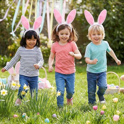 12 Packs Easter Bunny Ears Headbands Set - Soft Plush Rabbit Ear Bunny Hair Bands Bendable Poseable for Easter Basket Stuffers Party Favors Costume Accessories for Kids Women in Saudi Arabia
