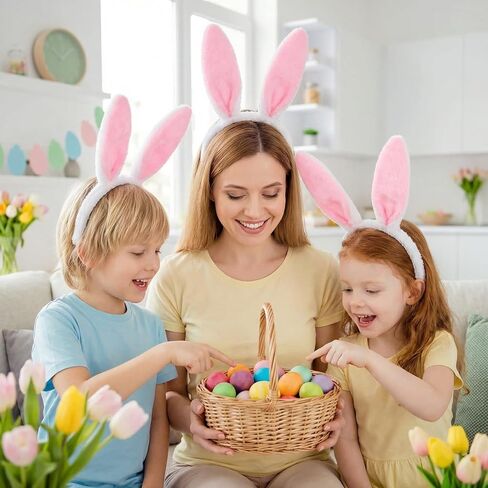 12 Packs Easter Bunny Ears Headbands Set - Soft Plush Rabbit Ear Bunny Hair Bands Bendable Poseable for Easter Basket Stuffers Party Favors Costume Accessories for Kids Women in Saudi Arabia