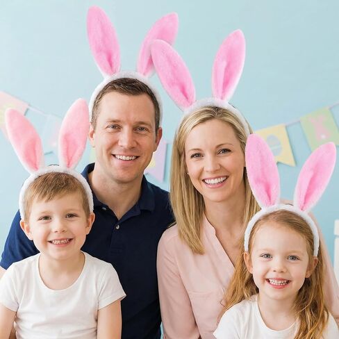 12 Packs Easter Bunny Ears Headbands Set - Soft Plush Rabbit Ear Bunny Hair Bands Bendable Poseable for Easter Basket Stuffers Party Favors Costume Accessories for Kids Women in Saudi Arabia