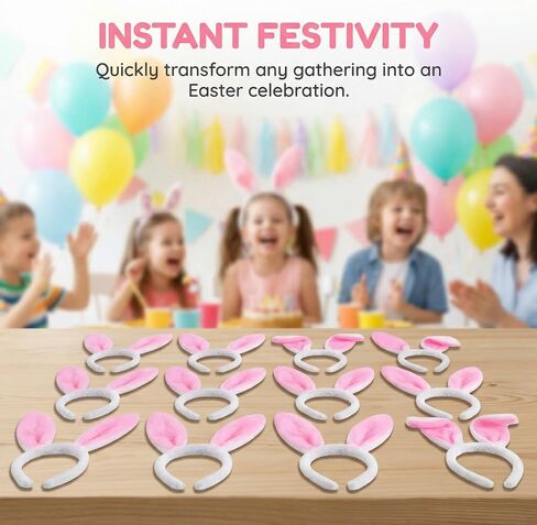 12 Packs Easter Bunny Ears Headbands Set - Soft Plush Rabbit Ear Bunny Hair Bands Bendable Poseable for Easter Basket Stuffers Party Favors Costume Accessories for Kids Women in Saudi Arabia
