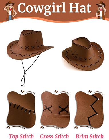 Cowgirl Outfits for Girls 6Pcs Western Rodeo Costume Set Fringe Vest Cowboy Hat Earrings for Halloween 5-14 Years in Kuwait