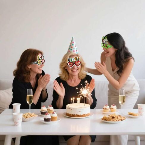 16Pcs Pixel Party Set, Party Decorative Glasses, Cosplay Decorative Glasses, Suitable for Witch Hunter Group Birthday Parties, Children's Birthday Party Gifts. in Saudi Arabia