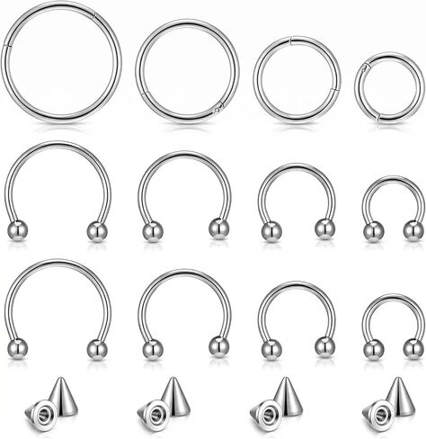 16G Septum Ring Horseshoe Nose Ring Surgical Steel Septum Jewelry Lip Rings Hoop Earring Eyebrow Tragus Lip Piercing Rings Snake Bite Piercing Jewelry Women Men 6mm 8mm 10mm 12mm in Kuwait