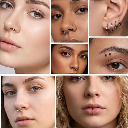 16G Septum Ring Horseshoe Nose Ring Surgical Steel Septum Jewelry Lip Rings Hoop Earring Eyebrow Tragus Lip Piercing Rings Snake Bite Piercing Jewelry Women Men 6mm 8mm 10mm 12mm in Kuwait