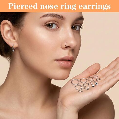 16G Septum Ring Horseshoe Nose Ring Surgical Steel Septum Jewelry Lip Rings Hoop Earring Eyebrow Tragus Lip Piercing Rings Snake Bite Piercing Jewelry Women Men 6mm 8mm 10mm 12mm in Kuwait