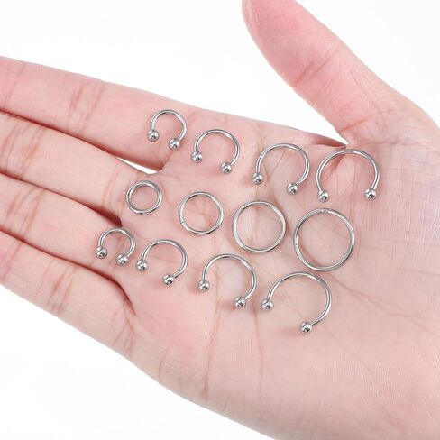16G Septum Ring Horseshoe Nose Ring Surgical Steel Septum Jewelry Lip Rings Hoop Earring Eyebrow Tragus Lip Piercing Rings Snake Bite Piercing Jewelry Women Men 6mm 8mm 10mm 12mm in Kuwait