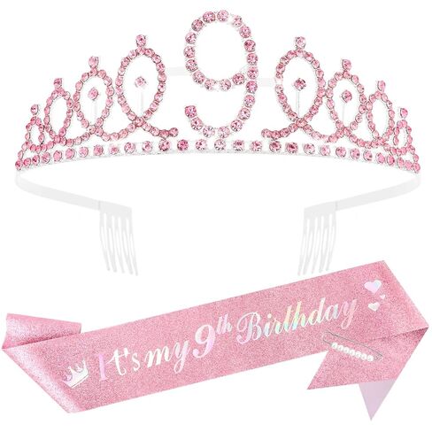 Aprince 6th Pink Birthday Decorations for Girls Sweet Sassy and Six Birthday Sash and Tiara Crown 6 Year Old Gifts Happy 6 Headband Party Favors Supplies in Saudi Arabia