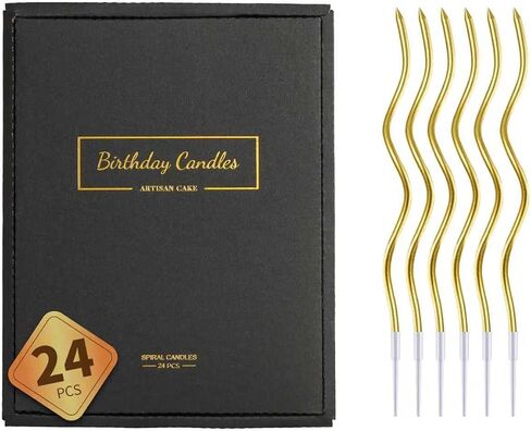 24-Count Gold Spiral Long Thin Metallic Birthday Candles, Cake Candles, Birthday Parties, Wedding Decorations, Party Candles in Saudi Arabia