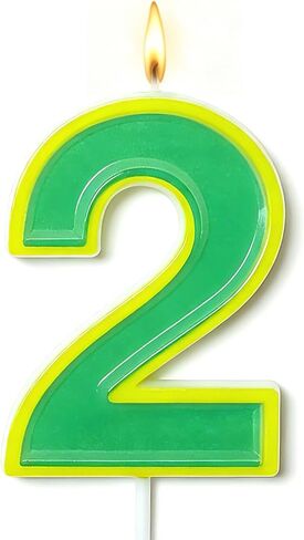 Number 2 Birthday Candles - Street Theme Cake Topper Yellow Green Party Decorations for Monster Cartoon Cake Candle for Boy Girl and Friend (Green 2) in Saudi Arabia