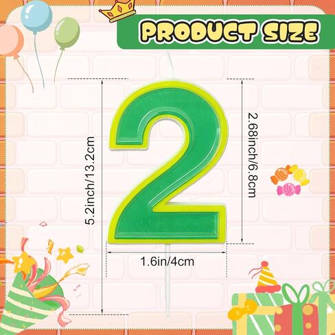 Number 2 Birthday Candles - Street Theme Cake Topper Yellow Green Party Decorations for Monster Cartoon Cake Candle for Boy Girl and Friend (Green 2) in Saudi Arabia