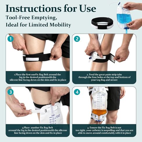 Catheter Leg Bag Kit, 10-Pack Urinary Drainage Bags 2 Reinforced Wide Leg Straps, 34oz Anti-Reflux Valve with 18" Tubing, Universal Fit for Men and Women, Leak-Proof Design for Daily in Kuwait