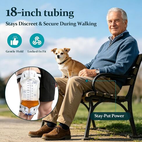 Catheter Leg Bag Kit, 10-Pack Urinary Drainage Bags 2 Reinforced Wide Leg Straps, 34oz Anti-Reflux Valve with 18" Tubing, Universal Fit for Men and Women, Leak-Proof Design for Daily in Kuwait